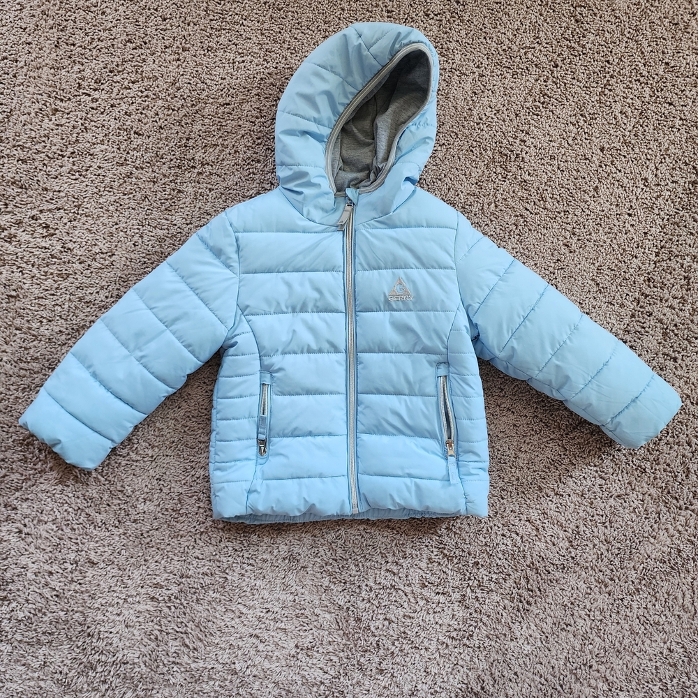 Light Blue Hooded Puffer Jacket